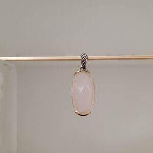 Vintage Facetted Rose Quartz Silver Pendant